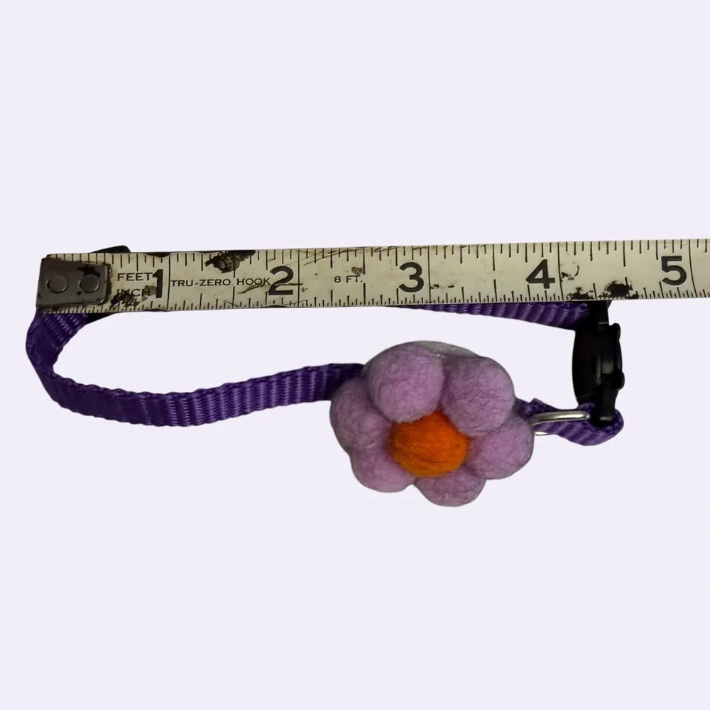 Purple Adjustable Cat Collar with Felt Flower Accent